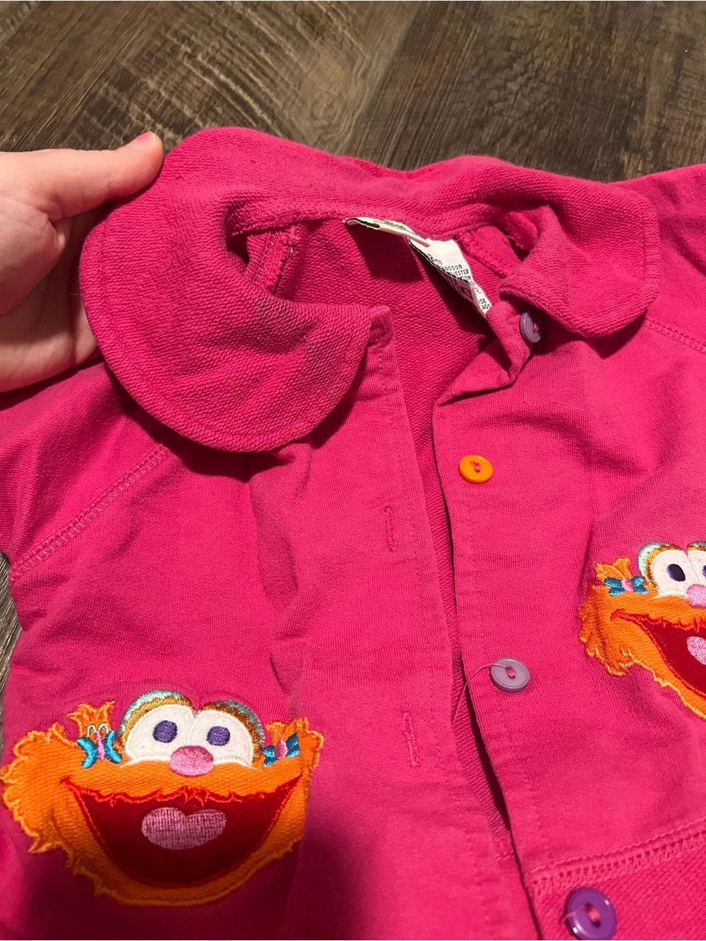 Vintage Sesame Street Zoe Girls' Hot Pink Pajama Set with Elmo Pockets